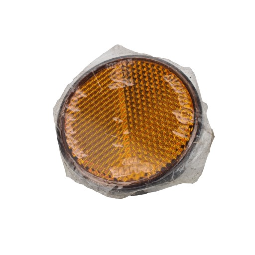 REFLEKTOR 59mm okrúhly žltý so závitom a maticou, moped, príves na štvorkolku