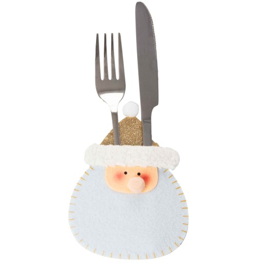 VIANOČNÉ VRECKO NÁDOBA NA PRÍBORY PLST SANTA 11X15 CM