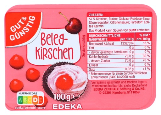 Kandizované čerešne na pečenie koláčov a koláčikov Edeka 100g DE