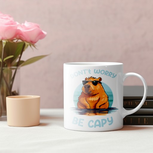 HRNČEK S POTLAČOU NEBOJTE SA BE CAPY CAPYBARA CAPYBARA ROZTOMNÁ POTLAČ