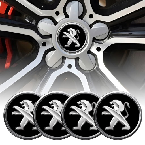 4 Emblémy Stredy ráfikov Kryty kolies Kolesá PEUGEOT COMPLET TOP 53 mm