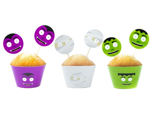 Sada ozdôb na cupcake Monsters, 12 ks
