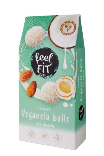 Feel Fit vegánske kokosové guličky s mandľovým cukrom 63g