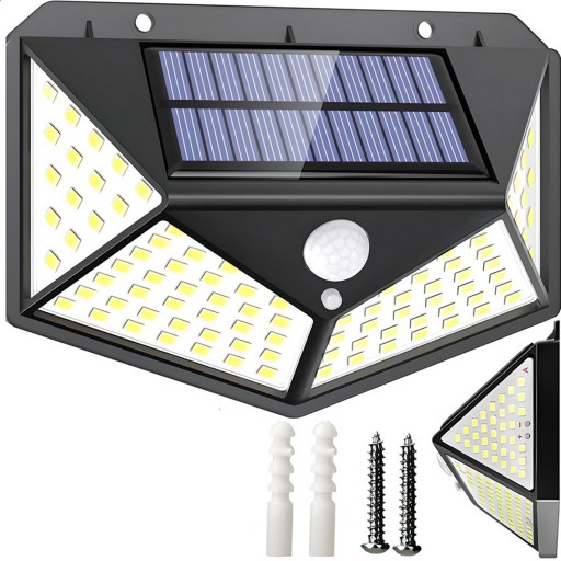 Solárne halogénové 100 LED diód s pohybovým senzorom, silné solárne nástenné svietidlo