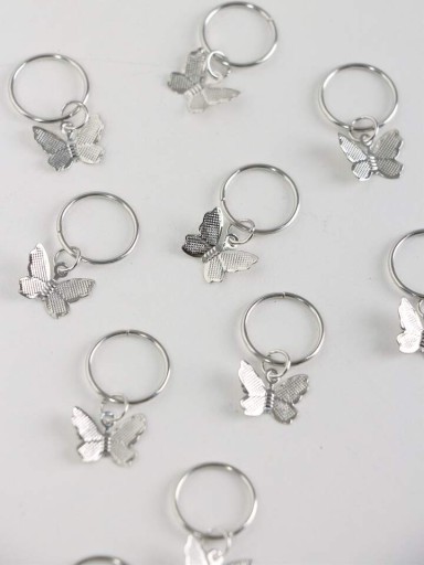 Korálky Ozdoby do vlasov vrkoče ozdoby prstene SILVER BUTTERFLYS 5 KS