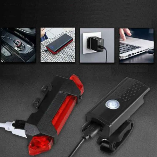 BIKE LAMPA USB SVETLÁ NA BICYKEL SET + ZADNÉ