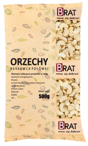 KEŠU ORIECHY 500g Prírodné polovičky kešu