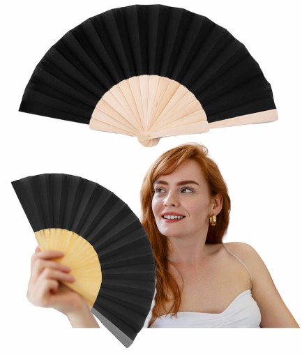DREVENÝ VENTILÁTOR Veľký 41cm Elegantný čierny