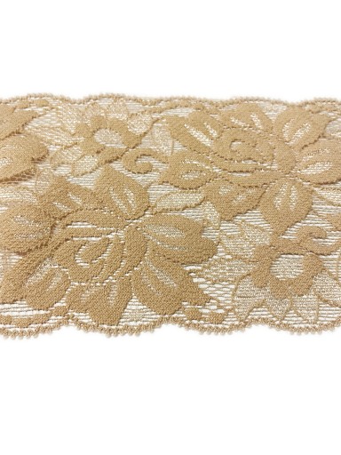 ŠTÝLOVÁ OZDOBNÁ ČIPKA 8CM, ELASTICKÁ, BÉŽOVÁ