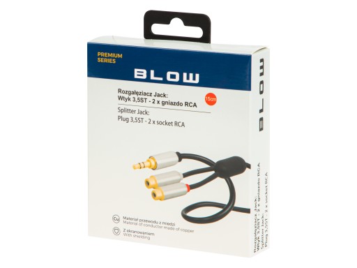 AUX JACK ADAPTÉR 2 RCA CINCH PREMIUM zásuvky 15cm