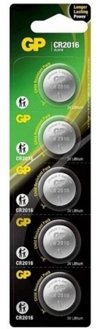 5x lítiová batéria GP CR2016 DL2016 2016 3V 5-ks