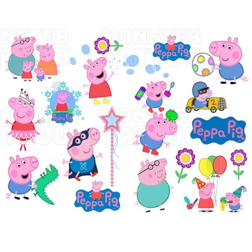 UMÝVAJÚCE DOČASNÉ TETOVANIE PRE DETI DETSKÉ PEPPA PIG ORIGINÁLNE DIZAJNY