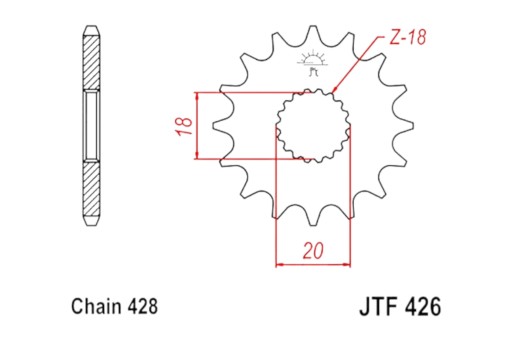 JT JTF426.13 predné ozubené koleso 13z, veľkosť 428