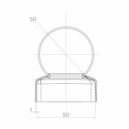 Oceľová strecha pre profil 50x50 mm s ozdobnou guľou