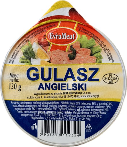 ANGLICKÉ DUŠENÉ KONZERVY BRAVČOVÉ A HYDINY 130G EVRAMEAT