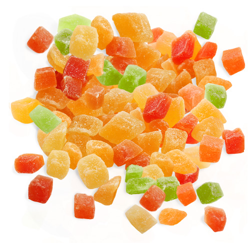 KANDIDOVANÝ ANANÁS KOCKA 500g Mix farieb, prírodný, kvalitný Kol-Pol