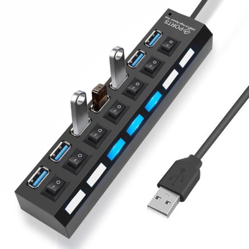 USB HUB 7 PORTOVÝ SPÍNAČ ROZDEĽOVAČA