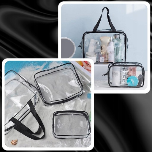 3V1 SET TRANSPARENTNÁ TURISTICKÁ CESTOVNÁ KOZMETICKÁ TAŠKA S KOZMETIKOU NA Zips