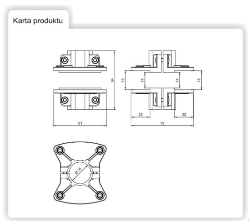 KONEKTOR OBOJSTRANNÝ DRŽIAK TAŠTIČKY PRE CHROMOVÚ RÚRU R-62/C AMIX