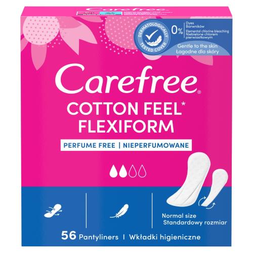 CAREFREE Cotton Feel Flexiform slipové vložky neparfumované, 56 ks.