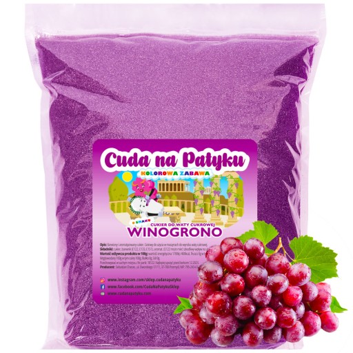 Farebný cukor do stroja na cukrovú vatu, s príchuťou HROZNO 1KG