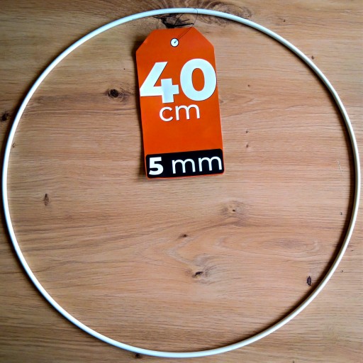 Pevná kovová obruč pre makramé, BIELA, 40 cm, 5 mm
