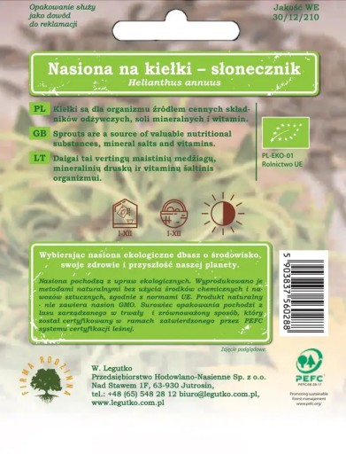 Slnečnicové klíčky semienka 40g BIO - Semená - W. Legutko