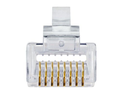 Zástrčka RJ45/8P8C UTP cat.5E, krútená dvojlinka, drôt/lanko AWG24-26, priechodná, 10 ks.