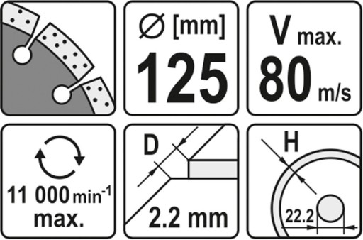 Segmentový diamantový kotúč 125 mm YT-6003 YATO