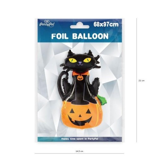 FÓLIOVÝ BALÓN ČIERNA MAČKA S TEKVICOU 68X97 CM