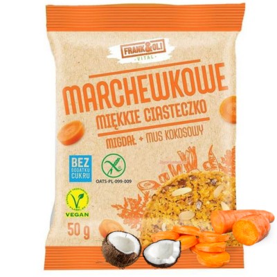 Mrkvový koláč bez cukru, bezlepkový kokos FRANK&OLI 50g