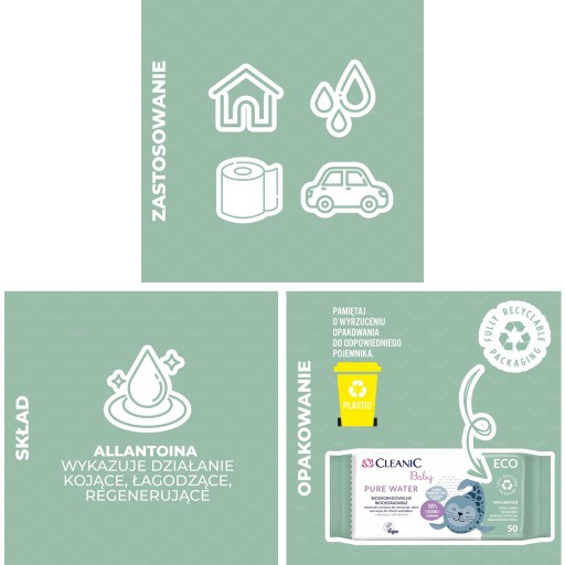 Cleanic Eco Pure Baby vlhčené obrúsky pre deti 99% voda
