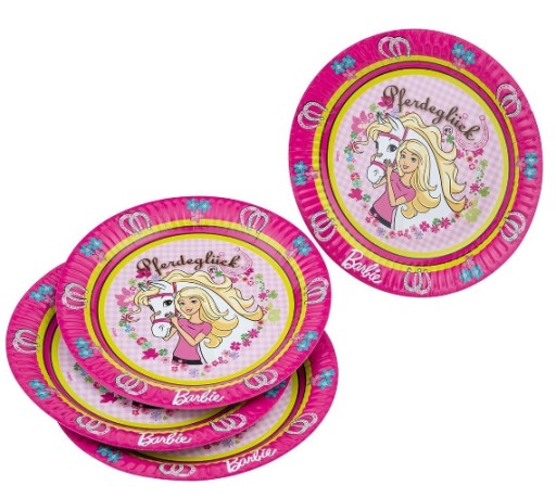 Barbie párty taniere 23 cm, ružový kartón 6