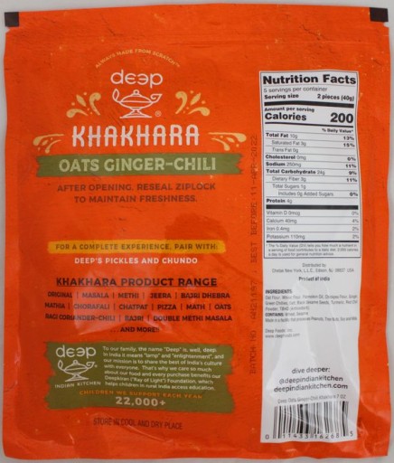 Indické občerstvenie Ovos Zázvor Chili Khakhara Deep
