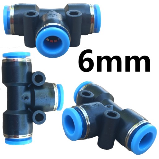 Konektor T-T Pneumatický Zásuvný rozbočovač fi 6mm PE 6