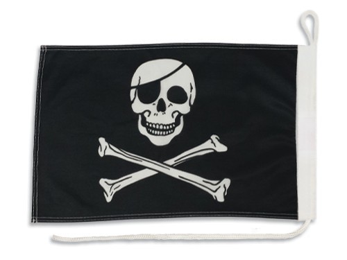 Pirátska vlajka BONES na jachtu 30x40 cm Vlajka pirátskej plachetnice