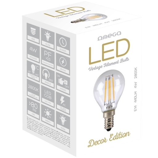 LED ŽIAROVKA Filament E14 žiarovka 4W 175-250V 2800K 440lm COB