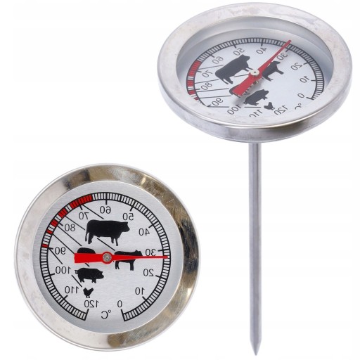 MÄSOVÝ TEPLOMER kuchynský na pečenie, presné meranie 0-120°C, oceľ