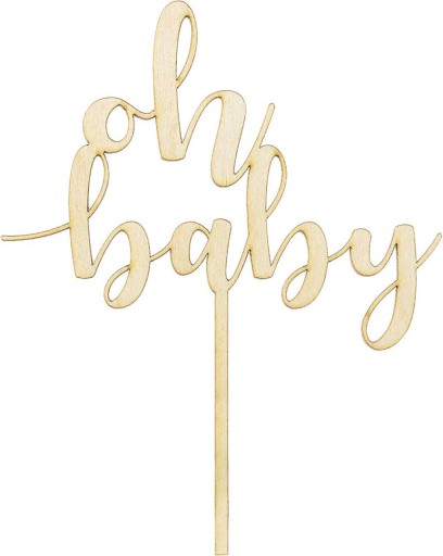 PartyDeco drevený topper Oh Baby 17cm BabyShower