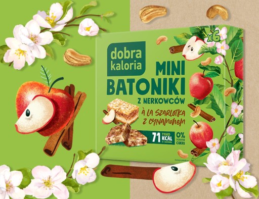 Mini kešu tyčinky Jablkový koláč so škoricou Kalorický kalorický draslík Horčík