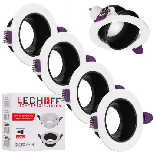 Halogénové stropné svietidlo ROUND GU10 White Black zápustné MOVABLE x4
