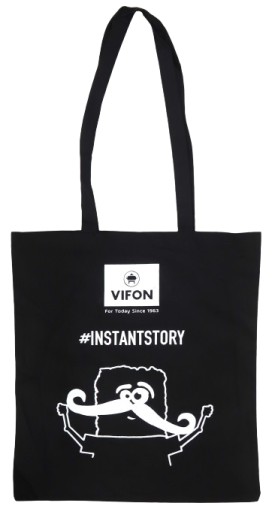 BAVLNENÁ TAŠKA NA RAMENO VIFON #INSTANTSTORY ČIERNA