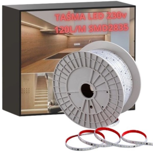 SMD2835 LED pásik 230V na meter 120l/m 8W/m IP65 TEPLÁ BIELA