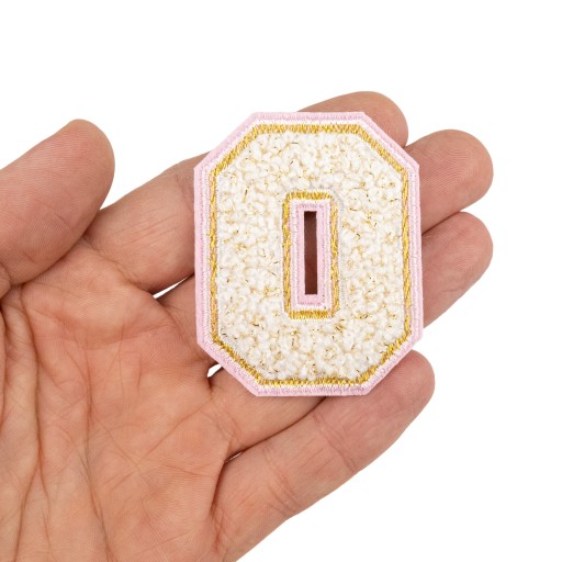 PATCH vyšívané PÍSMENO O, veľké biele nápisové písmo