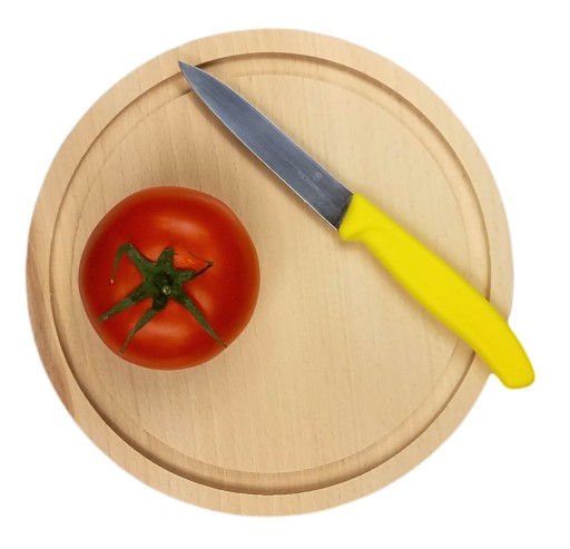 KRAJNÁ DOSKA OKRUHÁ S DRÁŽKOU, 22 CM, DREVENÁ