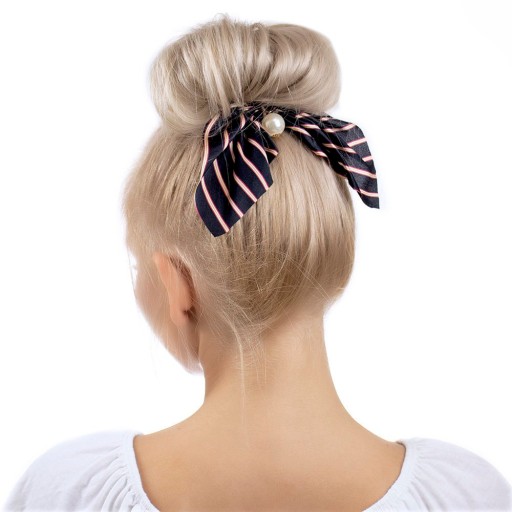 HAIR RUB, SCRUNCHIE pruhovaná šatka, ČIERNA