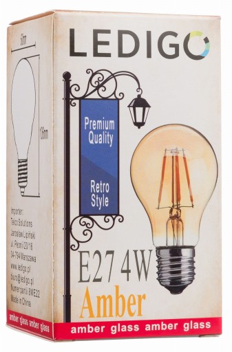 E27 4W jantárová A60 retro teplá LED žiarovka