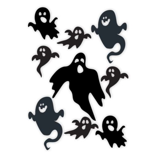 HALLOWEEN fólie NÁLEPKY čierne STRAŠIDLÁ, strašidlá A4