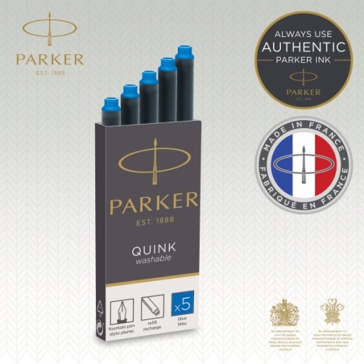 PARKER DLHÉ UMÝVACIE NÁPLŇKY DO PLNACEJ PERÁ, MODRÁ, 5 KS