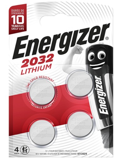 4x Energizer Lithium CR2032 gombíkové batérie Blister so 4 ks 3V